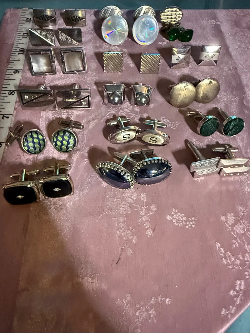 Silver-Tone Men’s Cufflinks Set in Mixed Colors